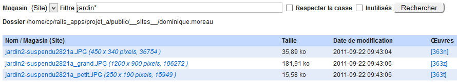 Formulaire de recherche de fichiers